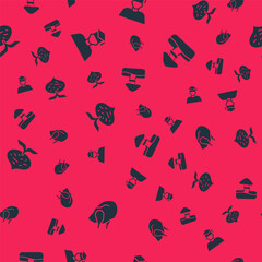 Set Roasted turkey or chicken, Graduate and graduation cap, Beet and Mushroom on seamless pattern. Vector