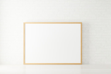 Mockup poster photo frame with christmas decoration.