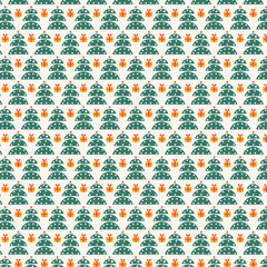 Seamless Christmas pattern vector design art. Cute festive background with holiday seamless pattern for gift wrapping paper, fabric, clothes, textile, surface, and more. 
