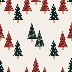 Obraz premium Christmas trees seamless pattern