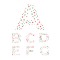 Letters decorated with Christmas icons. English alphabet Letter. christmas ornaments. A, B, C, D, E, F,G,H,I,J,K,L,M,N,O,P,Q,R,S,T,U,V,W,X,Y,Z Christmas Icon Letter Design