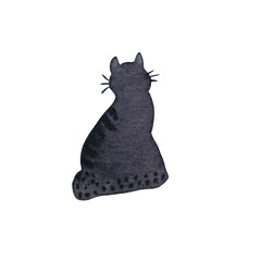 Watercolor elegant black cat with stripes