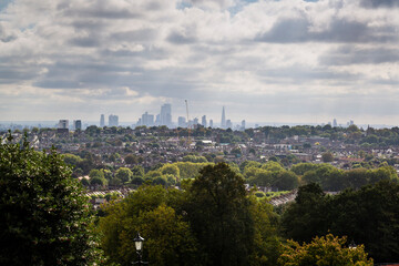 Fototapeta na wymiar View of London skyline form. Alexandra Palace, London, UK