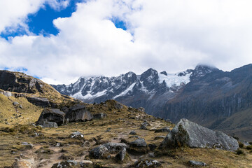 Landscape of Santa Cruz Trek, Huascaran National Park in the Andes of Peru