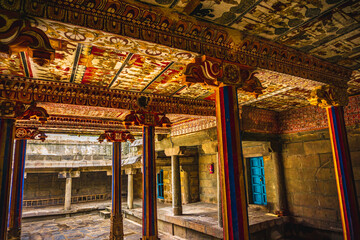 Fototapeta na wymiar Thirupparuthikundram Jain temple or Jeenaswamy Trilokyanathar temple, is an 8th-century Digambara Jain temple in Thiruparthikundram, in northeast Kanchipuram in Tamil Nadu, India. Archeological site.