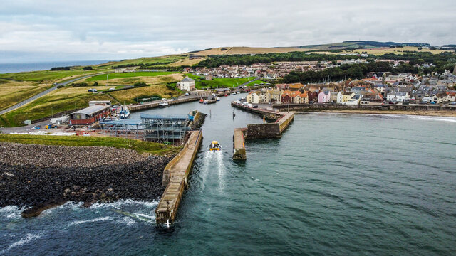 Eyemouth, Scottish Borders  Boat entering Harbor 