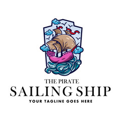 Logo Pirate Sailing Ship 