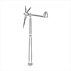 Wind power plant. Hand drawn vector illustration.