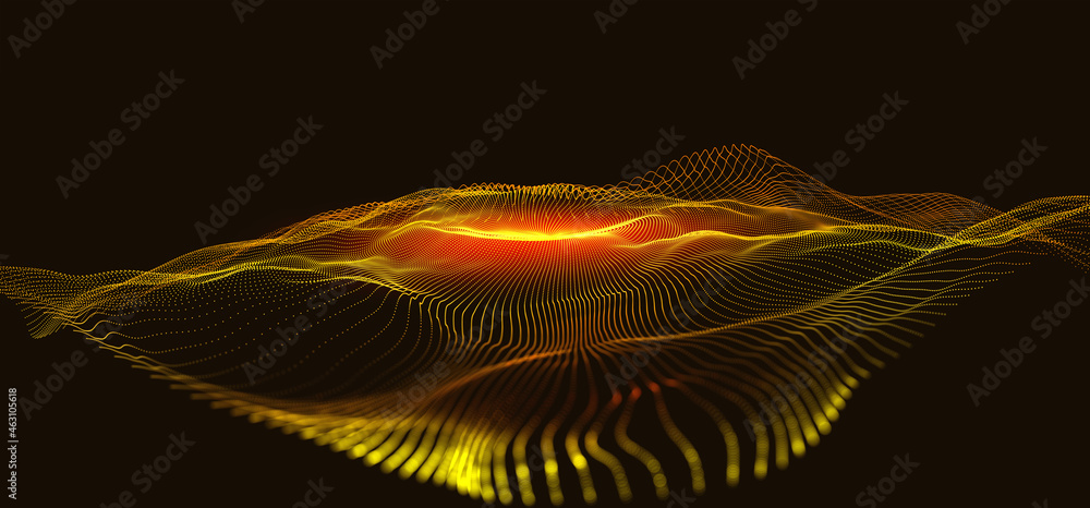 Aufkleber Neural network and cores of information. Futuristic digital wave, futuristic data stream background. Vortex data flow. Cyber funnel 3D illustration