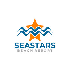 Fototapeta premium sea star beach resort logo design