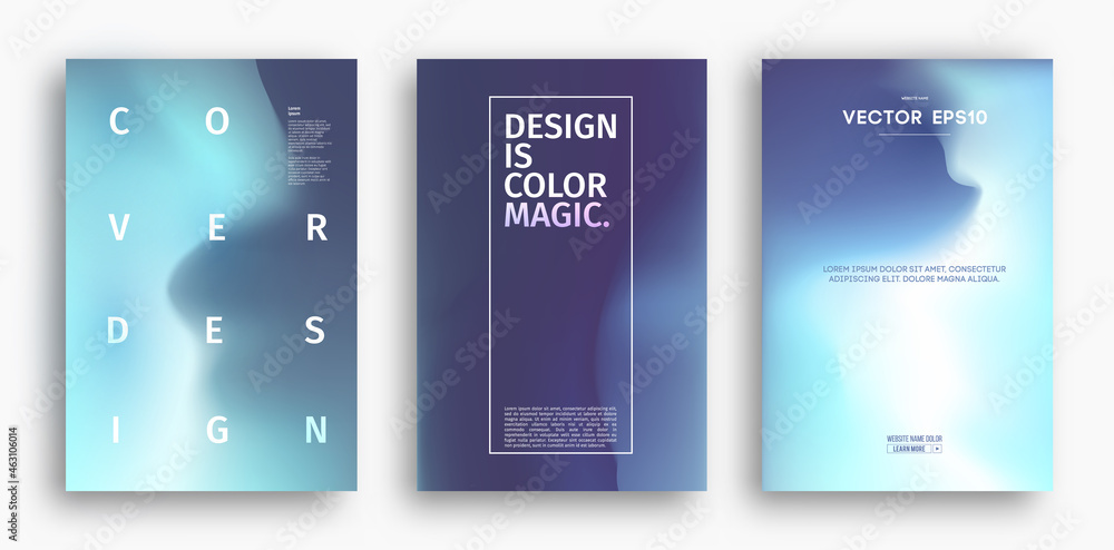 Poster cover design template with blue gradient. wave vector illustration. gradient mesh poster abstract ba