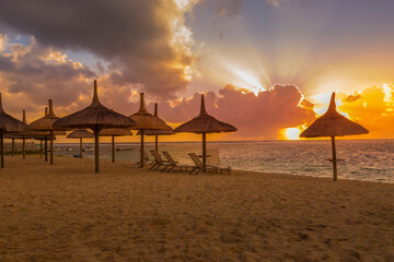 holiday resort with beach umbrellas.