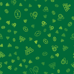 Set line Rugby ball, British crown and Watch with chain on seamless pattern. Vector