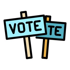 Vote protest icon. Outline vote protest vector icon color flat isolated