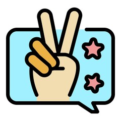 Fingers victory icon. Outline fingers victory vector icon color flat isolated