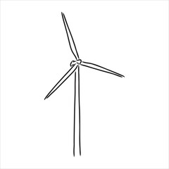 Wind power plant. Hand drawn vector illustration.