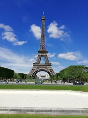 Eiffel tower  and blue sky , paris France