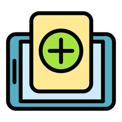 Fototapeta premium Digital patient card icon. Outline digital patient card vector icon color flat isolated