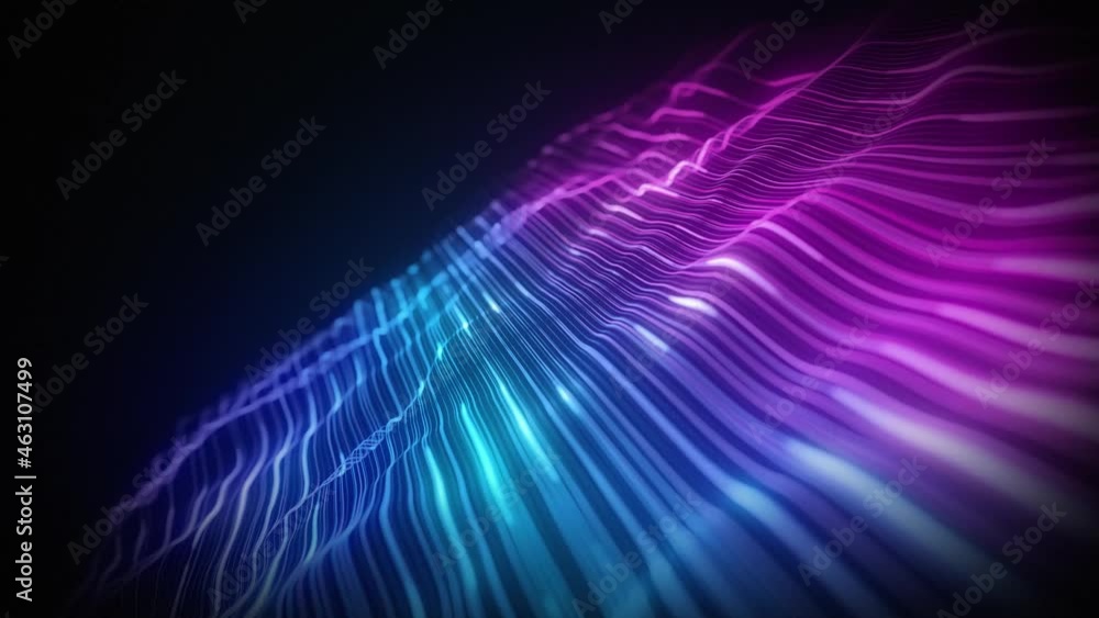 Poster abstract gold strings waving fx background loop/ 4k animation of an abstract technology visual fx ba