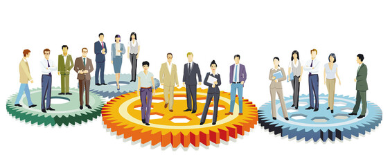 Business Team bei der Zusammenarbeit– Konzept Illustration