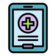 Obraz premium Mobile medical card icon. Outline mobile medical card vector icon color flat isolated