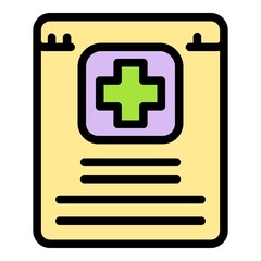 Online patient history icon. Outline online patient history vector icon color flat isolated