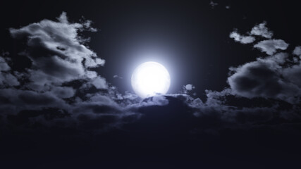 Fototapeta na wymiar full moon at night cloud sky, illustration