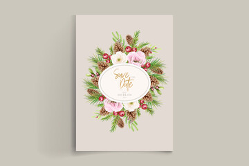 hand drawn floral christmas background set 