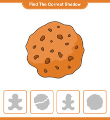 Find the correct shadow. Find and match the correct shadow of Cookie. Educational children game, printable worksheet, vector illustration