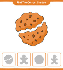 Find the correct shadow. Find and match the correct shadow of Cookie. Educational children game, printable worksheet, vector illustration