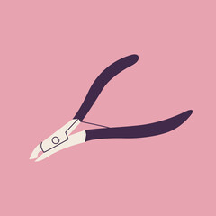 Vector illustration anicure steel cuticle nipper. Nail cutter. Beauty and bodycare accessory.