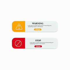 Warning and stop sign button concept design stock illustration