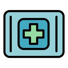 Online medical data icon. Outline online medical data vector icon color flat isolated