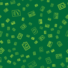 Set line Document with graph chart, Clipboard and Browser window on seamless pattern. Vector