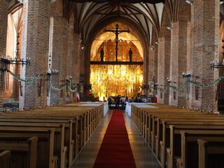 St. Bridget's Church of Gdańsk with amber alter