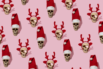 pattern of human skull with New year details