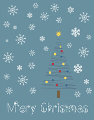 Mery Christmas card! Christmas tree. Winter