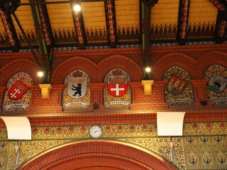 Obraz premium The ceiling decorations of Malbork Railway Station - Coat of Arms of 