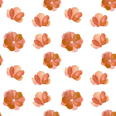 Seamless pattern with orange flowers flowers on a white background. Floral background.