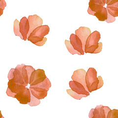 Seamless pattern with orange flowers flowers on a white background. Floral background.