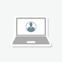 Laptop video call icon isolated on white background