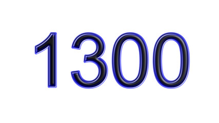 blue 1300 number 3d effect white background