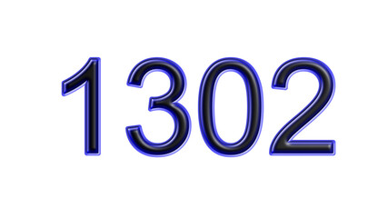 blue 1302 number 3d effect white background