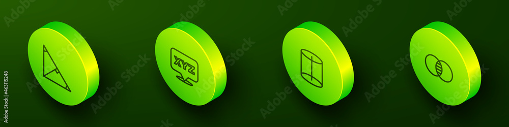 Aufkleber set isometric line angle bisector of a triangle, xyz coordinate system, geometric figure and mathema