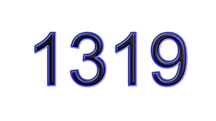 blue 1319 number 3d effect white background