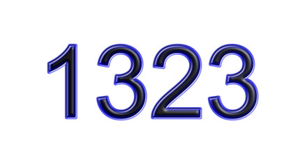 blue 1323 number 3d effect white background