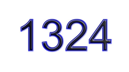 blue 1324 number 3d effect white background