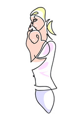 One line drawing of young happy mother dandling her cute baby.
One continuous line drawing of mother and baby concept.