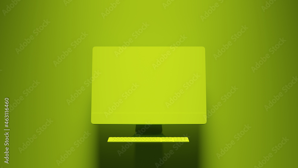 Poster green computer screen display technology retro electronic business buttons keys with vibrant green b