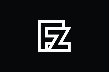 Obraz premium FZ logo letter design on luxury background. ZF logo monogram initials letter concept. FZ icon logo design. ZF elegant and Professional letter icon design on black background. F Z ZF FZ